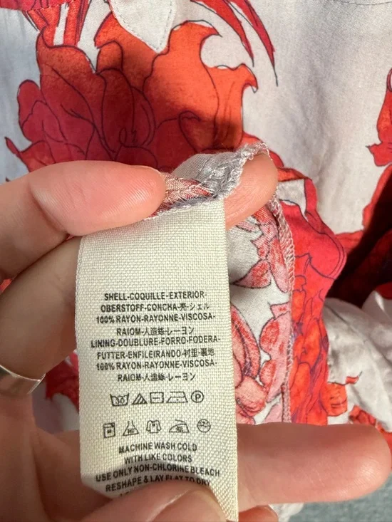 Free People Floral Long Sleeve Mini Dress Boho Grey Red OVersized XS - Picture 6 of 9